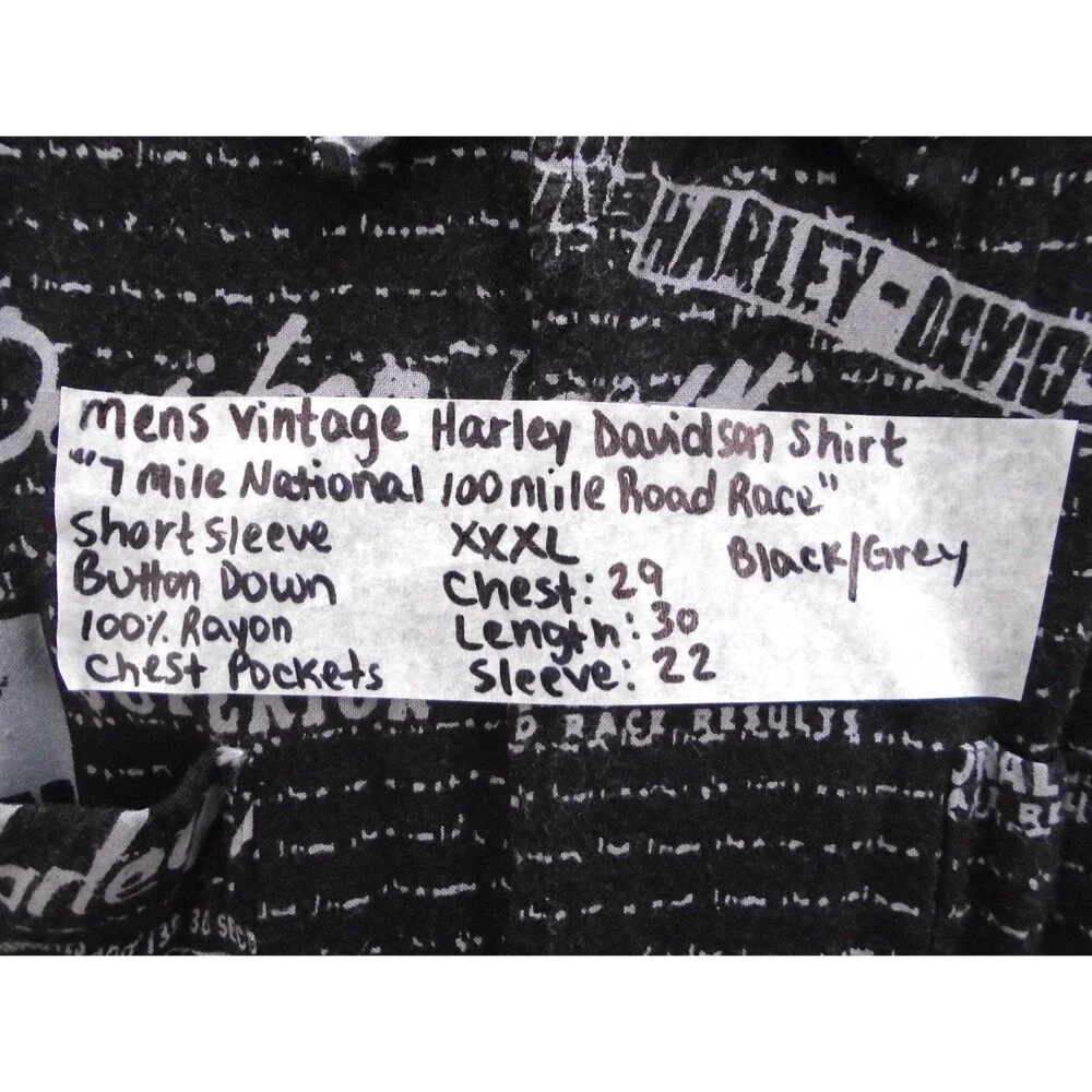 Vintage Harley-Davidson Mens Shirt 3XL 7 Mile 100 Mile Road Race all-over-print - Picture 4 of 6
